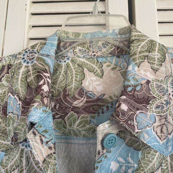 Rebecca Malone Bohemian Large Bohemian Turquoise Sage Brown Jacket Pockets EUC - Picture 13 of 16